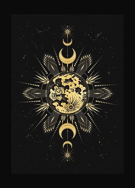 Longest Night Art Print In Gold Foil And Black Paper With Stars And