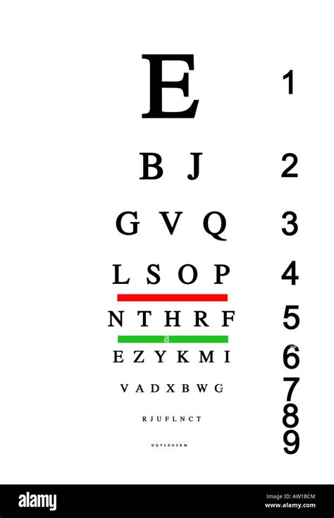 Eye Test Chart Board Stock Photo Alamy