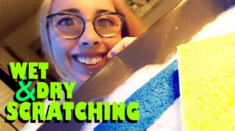 asmr wet and dry cellulose sponge scratching and rubbing soap and powder added no talking youtube