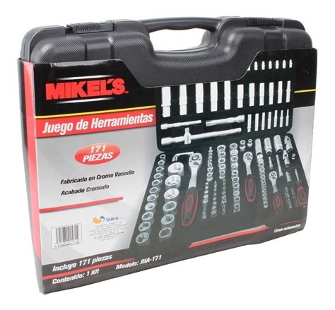 juego kit caja herramientas automotriz 171 pzas mikels acabado cromado envío gratis