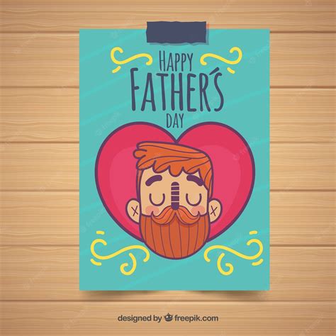 Free Vector Fathers Day Card With Man In Hand Drawn Style
