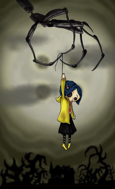 Coraline Doll Dangling Over The House In Front Of The Moon Filme Coraline Coraline Estilo