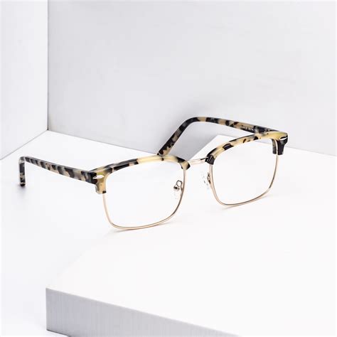 tortoise gold browline retro vintage square eyeglasses 17464