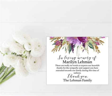 Celebration Of Life Funeral Thank You Cards Personalized Sympathy