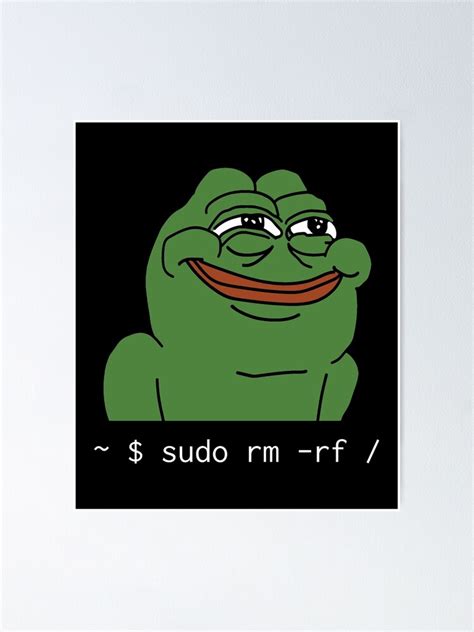 Pepe Sudo Rm Rf For Linux Funny Linux Command Poster Poster For