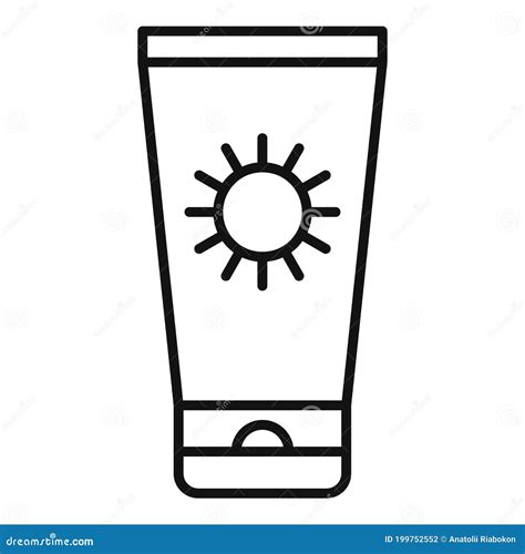 Sunscreen Cream Tube Icon Outline Style Stock Vector Illustration Of