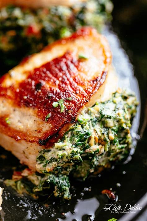 A healthier option than most pork chop recipes, this recipe is done in under 30 minutes. Recipes - Cafe Delites | Creamed spinach, Pork, Pork chops