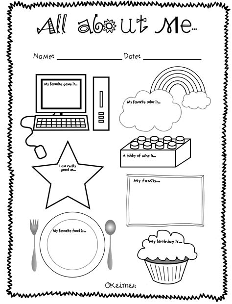 All About Me Worksheet