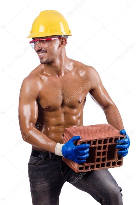 Naked Construction Worker On White Stock Photo Elnur