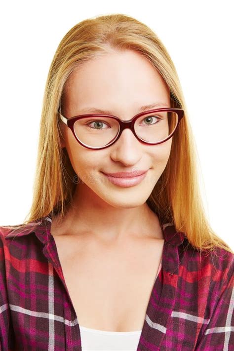 Smiling Young Woman With Nerd Glasses Stock Photo Image Of Student