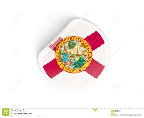 Flag Of Florida Us State Round Sticker Stock Illustration