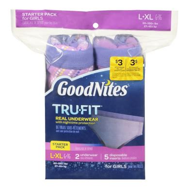 Goodnites Tru Fit Real Underwear Starter Pack For Girls L Xl By