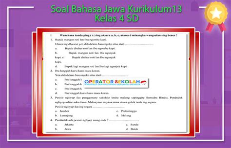 Gatekna tulisan jawa ngisor iki! Soal Bahasa Jawa Kurikulum13 Kelas 4 Sd | soal usbn ...