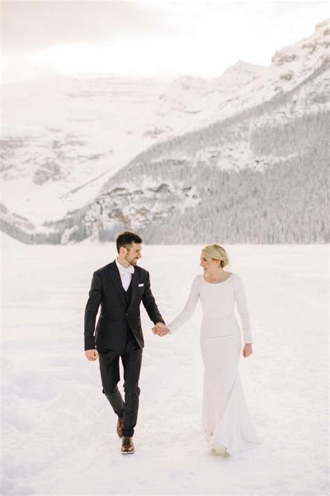 Winter Mountain Wedding At Lake Louise In Banff National Park Winter