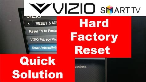 A hard reset can reestablish a connection with wireless internet. How to do Hard Factory Reset a VIZIO Smart TV | Reset ...
