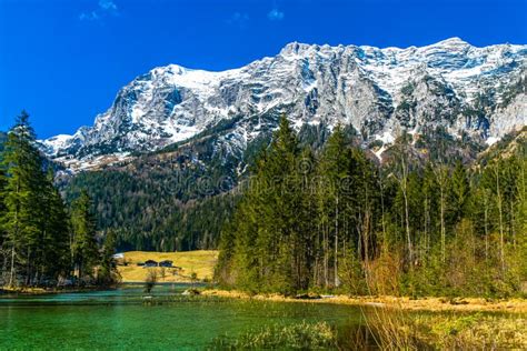 Lake Hintersee Next To Ramsau Bavaria Germany In A Sunny Day In