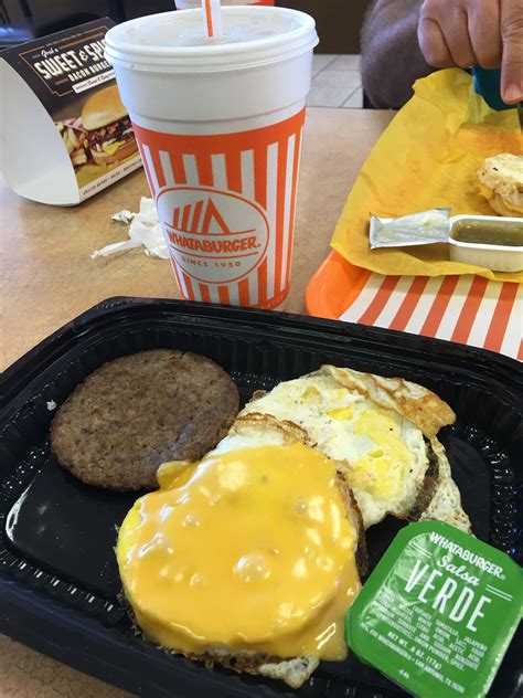 Whataburger Breakfast On A Bun Extra Egg No Bun With Salsa Verde