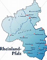Mapa de Renania-Palatinado como un mapa en azul - Foto de archivo ...