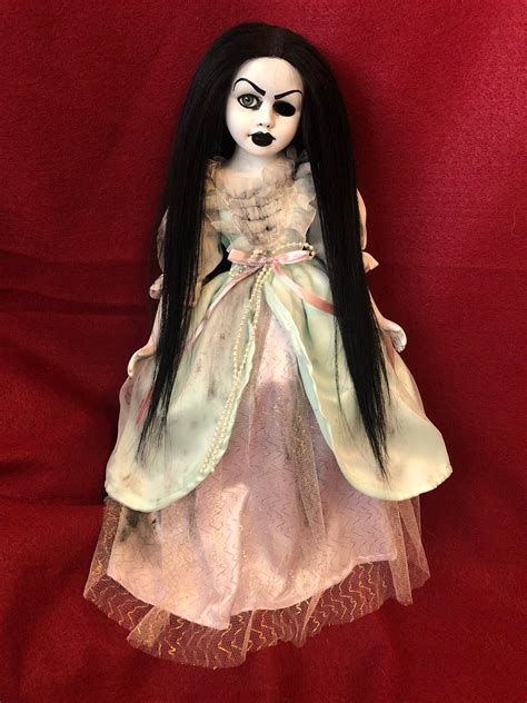 Ooak Pretty One Eye Black Hair Creepy Horror Doll Art By Christie