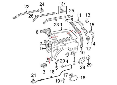 2007 Toyota Sienna Quarter Panel Reinforcement Rear Upper