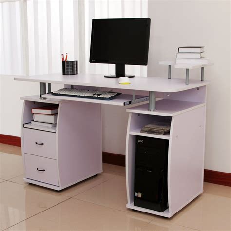 Homcom Computer Table Desk Pc Desktop Drawer Home Office Furniture