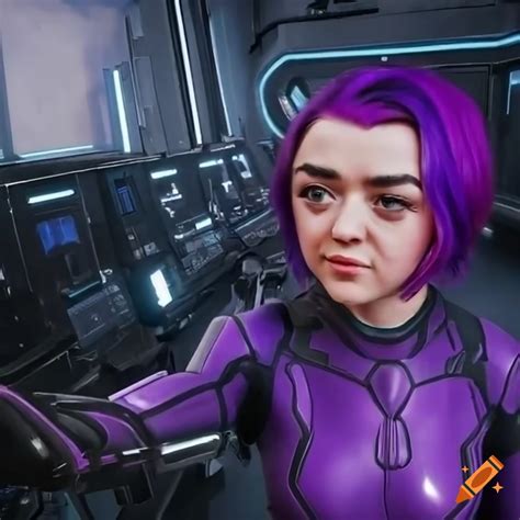 Maisie Williams As A Sci Fi Girl In Purple Hair And Jumpsuit On Craiyon
