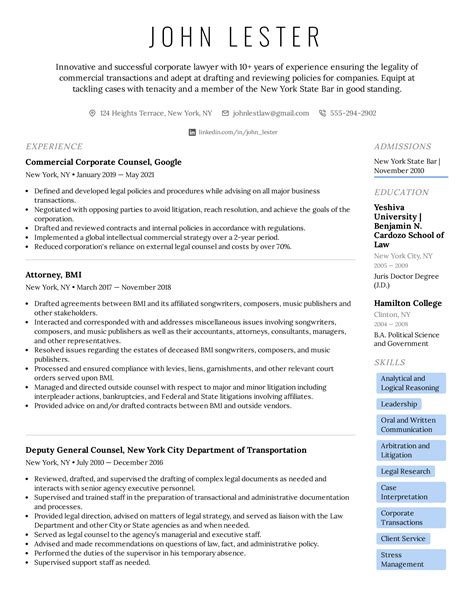 Lawyer Resume Example Writing Tips For
