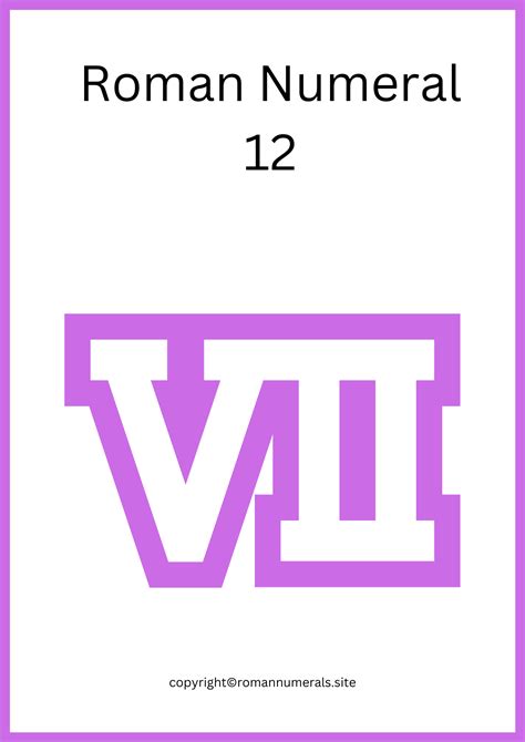 Roman Numeral 12 Free Printable Roman Number 12 In Pdf