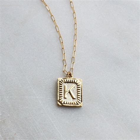 Rectangle Initial Pendant Necklace Aura Collection