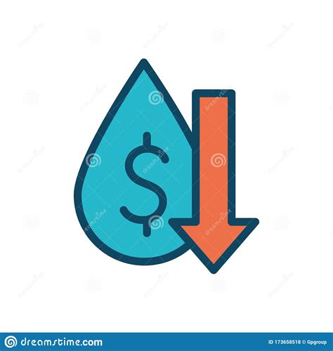 Isolated Dollar Inside Oil Drop And Decrease Arrow Line And Fill Style