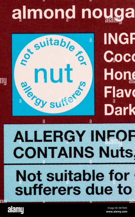 Nut Allergy Food Label Stock Photo Alamy