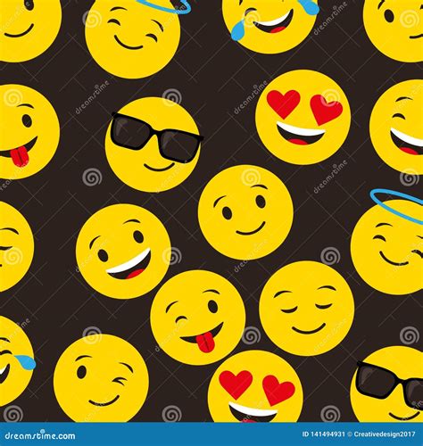 Emojis Yellow Round Face Background Stock Vector Illustration Of Love