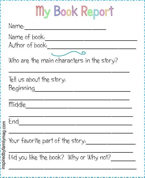 Book Report Template 2nd Grade 7 Professional Templates