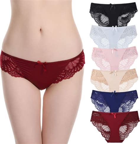 Panties 2 Or 3 PACK Black Burgundy Red Rose Low Rise Hipster Lace Trim