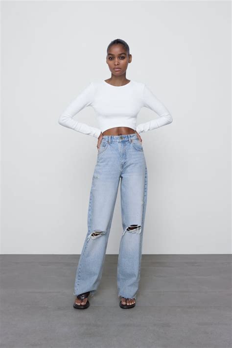 Zara Wide Leg Full Length Ripped Jeans Best Jeans For Women Under