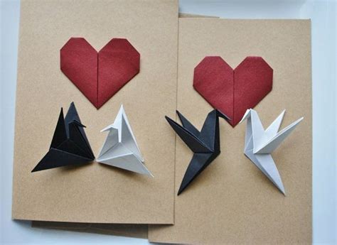 Origami Love Birds Cardsorigami Greeting Cardshandmade Greeting Cards