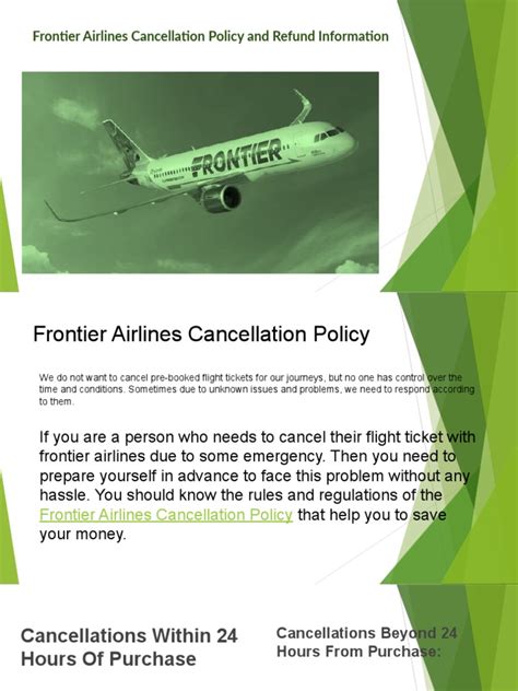 Frontier Airlines Cancellation Policy Pdf Airlines Fee