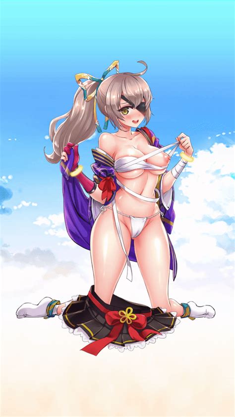 rule 34 animated bandage bouncing breasts clothes half off eyepatch monica project qt nutaku