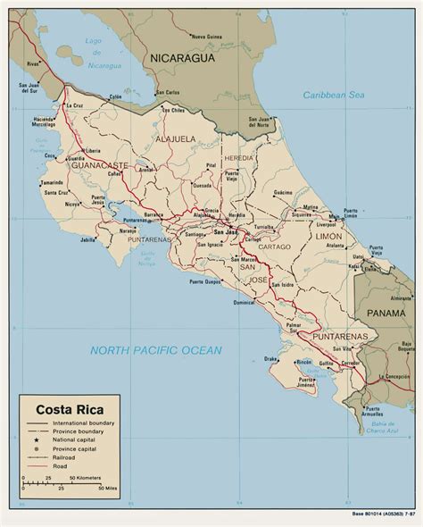 Grande Carte Costa Rica Grande Carte De Costa Rica