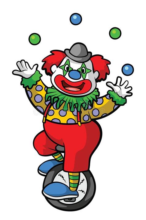 Clown Circus Playing Bicycle Color Illustration Design Stock Vector