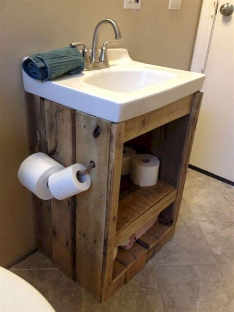 Evoking the spirit of the wilderness, this rustic themed light is clad in a black walnut finish and features cr me cognac glass. 31+ Impressive DIY Rustic Farmhouse Bathroom Vanity Ideas