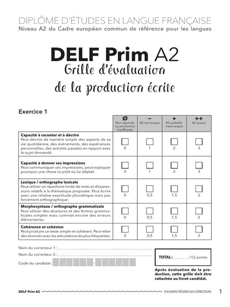 Grille Evaluation Production Ecrite Delf Prim A2 Pdf Communication