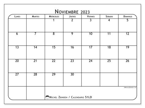 Calendario Noviembre De 2023 Para Imprimir “483ld” Michel Zbinden Ar
