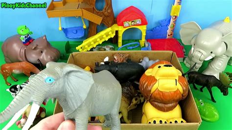 Box Full Of Toys Wild Zoo Animals For Babies Learn Animal Names And