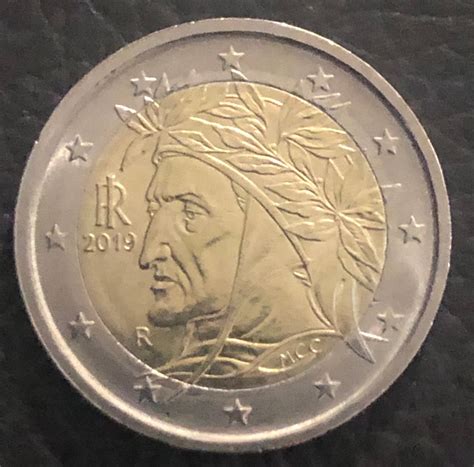 Coin 2 Euro Italy 2019 Dante Alighieri Rare Etsy Italia