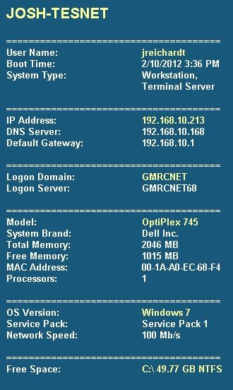 Automate Bginfo System Information