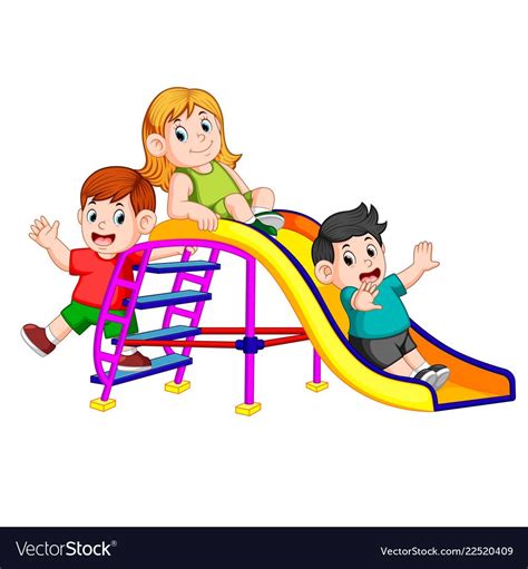 Childrens Have Fun Play Slide Vector Image On Desenhos De Crianças