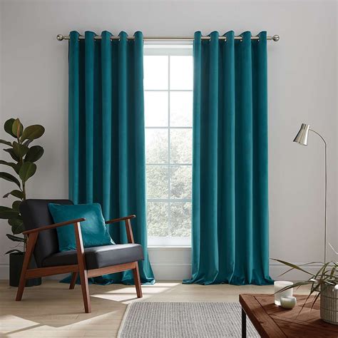 Ashford Teal Velour Eyelet Curtains Teal Living Rooms Dark Blue