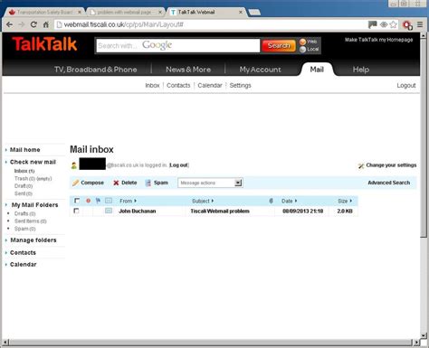 Problem With Webmail Page Talktalk Community