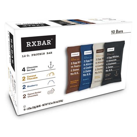 Rxbar Variety Multipack Nutrition Bars 183oz 10ct Rxbar Protein
